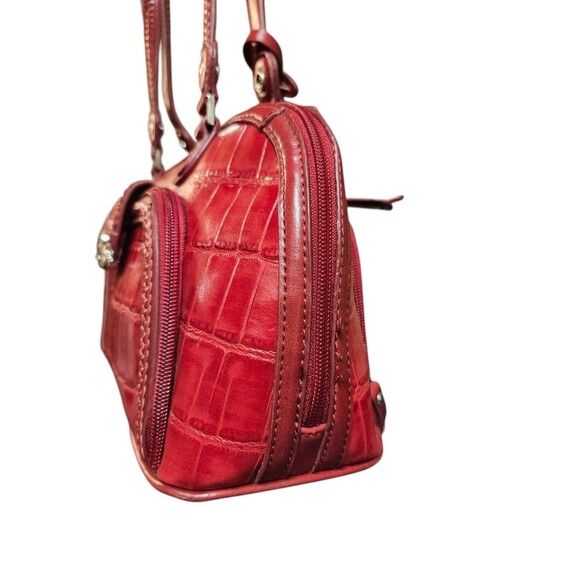 M.C. Marc Chantal Red Crocodile Embossed Leather Shoulder Handbag Purse *Read - Picture 5 of 16
